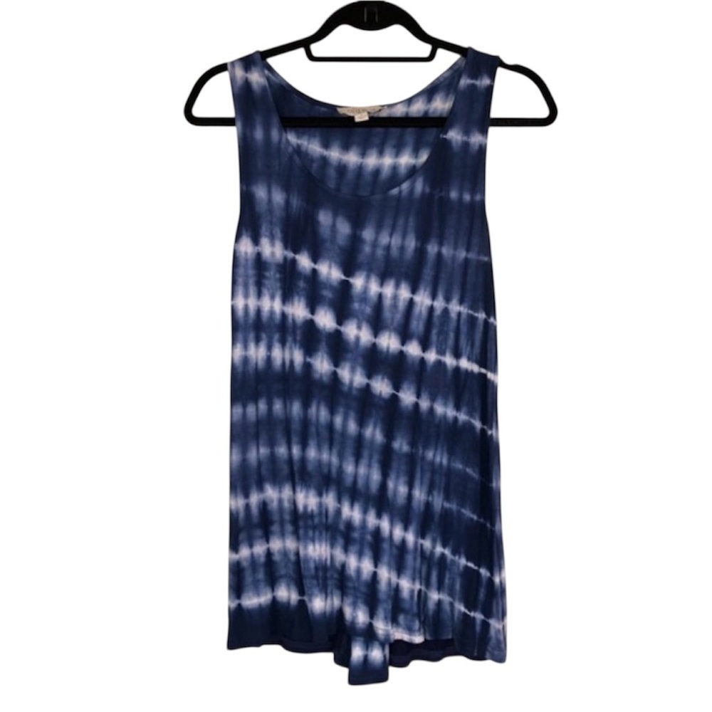 Olive & Oak Soft Blue Tie Dye Tank Top Button Back Stretch Womens size Small